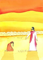 Jesus perdoa a mulher apanhada em adultério, 2006 (w - c no papel)