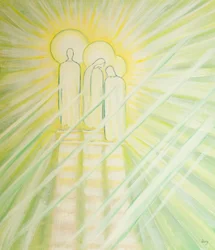 Jesus dá grande poder de intercessão a Nossa Senhora e São José, e a todos os que oram pelos outros em seu nome, 2000 (óleo a bordo)