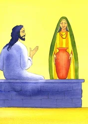 Jesus encontra a mulher samaritana no poço, 2001 (w - c no papel)