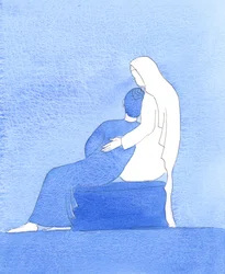 Tal como eu repousei nos braços de Nossa Senhora em casa, em oração, também Jesus, em criança, se aninhou nos seus braços há muito tempo, 2005 (aguarela sobre papel)
