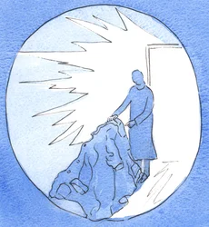 Assim como um casaco velho dá evidências de desgaste e danos, minha vida dará evidências de labuta e turbulência e triunfo, 2003 (w - c no papel)