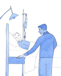 A vida é um dom de Deus: mas também o é o poder de Deus nos corações humanos: o poder e o amor que nos é dado quando recebemos o Espírito Santo, que nos impele a cuidar dos pobres, dos doentes, dos fracos e dos necessitados, 2005 (aguarela sobre papel)