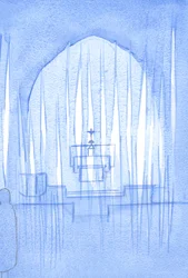 Como lâminas de luz, os Santos Anjos enchem o ar diante de nós, Eles vivem em perpétua adoração ao nosso Santo Deus, 2002 (w - c no papel)