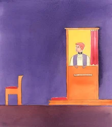 Muitos católicos levam uma vida indigna de filhos de Deus e não se arrependem de ir contra as Suas leis - daí os confessionários vazios nesta época, 2005 (aguarela sobre papel)