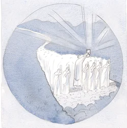 No caminho da Sagrada Tradição, erguendo no alto as Sagradas Escrituras, caminham os professores: bispos e padres com todo o povo., 2001 (w - c no papel)