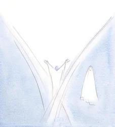 Nossa Senhora tinha sido um tabernáculo vivo para Cristo, mas eu a vi de pé ao lado, cabeça inclinada em humildade., 2000 (w - c no papel)