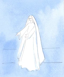 Nossa Senhora estende-me os seus braços, mostrando-me a sua alegria em ser amada e acolhida, 2005 (aguarela sobre papel)