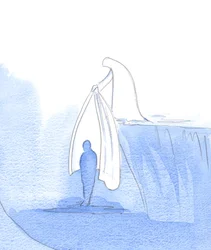 O manto de Nossa Senhora cai como uma tenda ao redor de uma alma frágil, para protegê-la de danos e para fornecer um &39;ponto de encontro&39; com Deus, 2002 (w - c no papel)