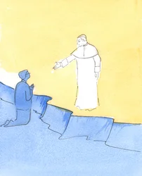 Papa João Paulo está no céu, estendendo a mão em saudação, enquanto pedimos sua ajuda, 2006 (w - c no papel)