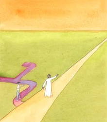 Algumas pessoas querem uma amizade íntima com Cristo, mas recusam-se a cumprir os Seus Mandamentos, 2005 (aguarela sobre papel)