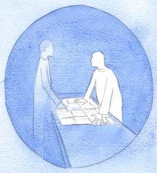 Alguns, que relutam em seguir a Cristo, apontam para o mapa da vida, exigindo que Cristo os conduza apenas em terreno fácil, 2002 (w - c no papel)