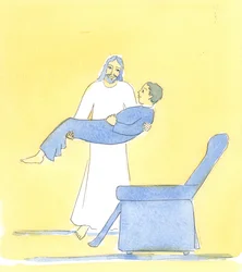 Às vezes, quando estamos cansados, Cristo nos chama para descansar, e &39;nos ajuda&39; a encontrar esse descanso em nossas vidas, 2004 (w - c no papel)