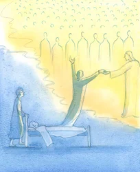 A Alma Sagrada que está pronta para o Céu é encontrada não apenas por Cristo, mas também por Sua Santa Mãe e todos os Santos, 2003 (w - c no papel)