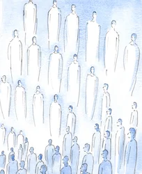 O Senhor mostrou-me que milhares de Santos no Céu vivem em perfeita paz, no gozo feliz da beleza de Deus, unidos no louvor ao Pai e no amor uns pelos outros, 2005 (aguarela sobre papel)