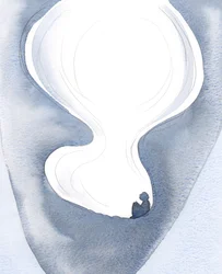 A Alma como uma Caverna: Eu vi a alma como uma caverna, sendo ampliada, como Cristo abriu a alma para a Luz do Céu, através da minha oração e Sua graça e bondade, 2000 (w - c no papel)