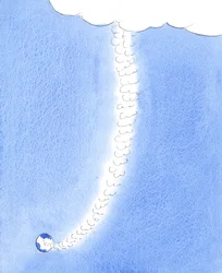 A santidade do Céu é tão diferente da pecaminosidade dos modos e atitudes terrenos que o homem não pode elevar-se a essas alturas pelo seu próprio poder, 2005 (aguarela sobre papel)