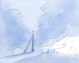 A alma impaciente (Cristo me mostrou) constrói uma torre alta, lutando por luz, em vez de seguir constantemente a estrada estreita e baixa., 2001 (w - c no papel)