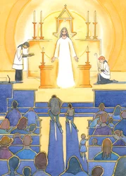 A &39;joia&39; no coração de uma Igreja Católica é Jesus nosso Divino Salvador, presente no tabernáculo, 2004 (w - c no papel)