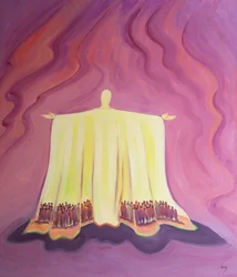 A oração de Jesus na Missa é como uma tenda que nos acolhe e protege no deserto das lutas e tentações quotidianas, 2001 (óleo a bordo)