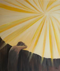 As almas do Purgatório mantêm-se afastadas de Deus, por enquanto, por causa da sua vergonha e tristeza, 2001 (óleo a bordo)