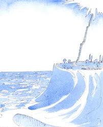 Aqueles que tentam viver independentemente de Deus, da Sua Igreja e das Suas leis, estão a viver como se estivessem sobre uma camada de gelo derretido, 2004 (aguarela sobre papel)