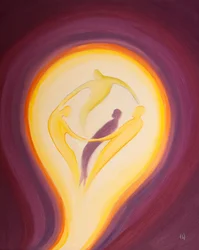 Por meio de Cristo, podemos ser atraídos para o dar e receber incessantemente de amor nas Pessoas Divinas, 2002 (óleo a bordo)