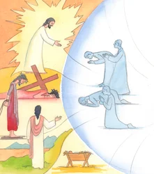Através da oração, especialmente através do ciclo da oração litúrgica da Igreja, podemos entrar nos Mistérios da vida terrena de Cristo, 2005 (aguarela sobre papel)