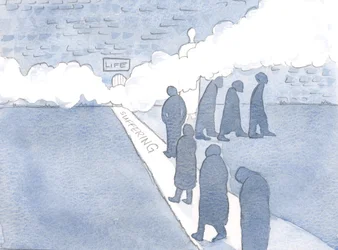 Só encontramos a pequena porta da vida quando seguimos o caminho do sofrimento., 2000 (a - c no papel)