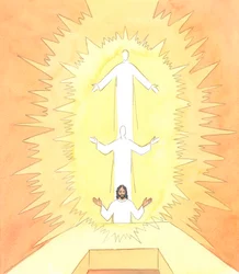 Quando Cristo estava no Cenáculo, a rezar antes da Sua Paixão, estava a rezar no Espírito Santo ao Seu Pai Celestial, 2005 (aguarela sobre papel)