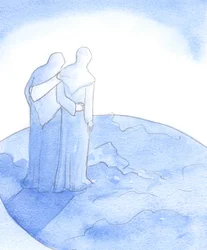 Quando Nossa Senhora saudou Isabel na Visitação, eles louvaram a Deus por Seu amor. Nossa Senhora teve em mente o mundo inteiro que Seu Filho desejava ajudar, 2002 (w - c no papel)