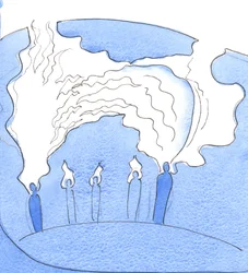 Quando uma alma está disposta a rezar com e por outra, à distância, é como se o fogo da caridade nela se dirigisse para aquela outra alma (assim como para Deus), 2003 (c - c no papel)