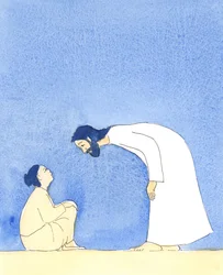 Quando alguém me empurrou de lado e se recusou a me ajudar, Jesus olhou para mim com um sorriso adorável e infinita bondade, assim como Ele fez quando Ele foi cumprimentar o mendigo cego na beira da estrada, 2004 (w - co