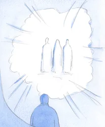 Quando olhamos &39;para&39; Deus, em oração, encontramos os santos; e quando olhamos para os santos, estamos assim &39;alcançando&39; Deus, 2002 (w - c no papel)