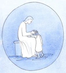Quando nos arrependemos dos nossos pecados, Jesus Cristo olha para nós com ternura como quando uma mãe abraça o seu filho, 2001 (w - c no papel)