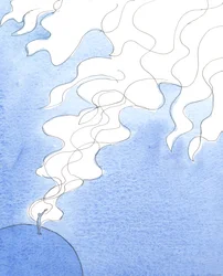 Quando o fogo divino irrompe de um coração humano - fogo que é caridade perfeita - chega até ao grande "Fogo da Caridade" do Céu, que é a Divindade; e assim há união, 2005 (aguarela sobre papel)