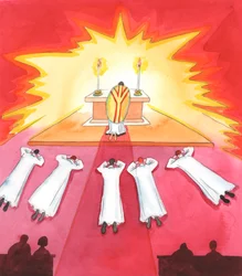 Quando as famílias são fiéis aos ensinamentos da Igreja, por amor a Cristo e aos seus pastores, são um viveiro de vocações para o sacerdócio e a vida religiosa, 2005 (aguarela sobre papel)
