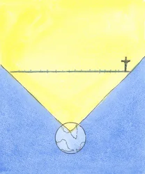 Onde quer que a missa seja celebrada, os presentes estão presentes a toda a obra redentora de Cristo, realizada durante a sua vida na terra e incluindo a sua morte na cruz, 2004 (w - c no papel)