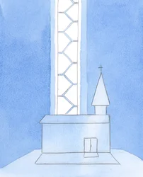Onde quer que haja uma igreja católica, com o Santíssimo Sacramento no sacrário, é como se houvesse uma escada que liga essa "casa de Deus" ao Céu, 2005 (aguarela sobre papel)