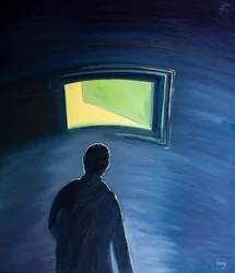 Com fé e saudade podemos abrir a &39;porta&39; da alma por dentro e permitir que a luz de Deus brilhe dentro de nós, 2001 (óleo a bordo)