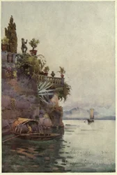 Na sombra do terraço, Lago di Como, ilustração de 