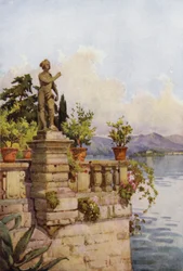 Terraço, Isola Bella, Lago Maggiore (cor litho)