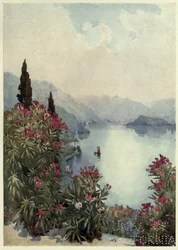 Villa Serbelloni, Lago di Como, Ilustração de 