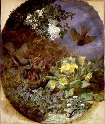Wrens Feeding their Young in a Nest (s. & d. 1876)