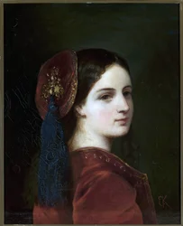 Retrato da Condessa Katarzyna Potocka (1825-1907), nascida Branicka - Elzbieta Krasinska (1820-1876). Óleo sobre tela