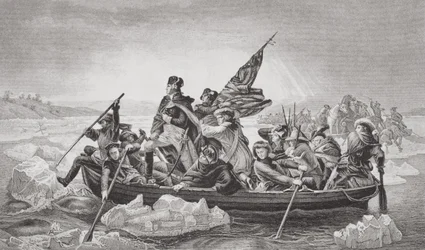 Washington atravessa o Delaware perto de Trenton, Nova Jérsia, Natal de 1776, de «Illustrations of English and Scottish History», volume II