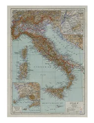 Mapa da Itália moderna, c1910s.