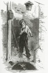 Gavroche, do século XIX (gravura bw)
