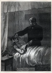 Jean Valjean Fecha os Olhos do Fantasma Morto - Ilustração de Emile Bayard (1837-1891) para "The Miserables - First Part": Fantine" de Victor Hugo (1802-1885) 1862