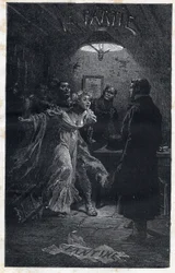 Monsieur Madeleine vem ao resgate de Fantine no momento de sua prisão por Javert - Ilustração de Emile Bayard (1837-1891) para "Les miserables - Premiere partie": Fantine" de Victor Hugo (1802-1885) 1862
