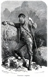 Retrato de um turista inglês por Émile Bayard - turismo no século XIX - ilustração do livro «Costumes e caracteres dos povos», edição de 1884